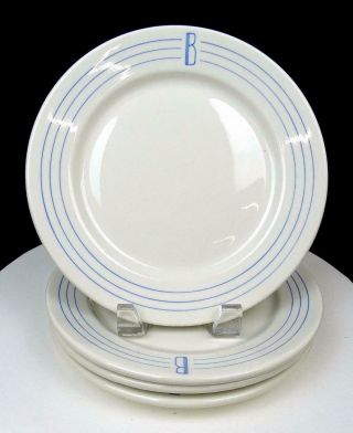 Wallace China Restaurant Ware B Monogram 4 Piece 9 " Dinner Plates