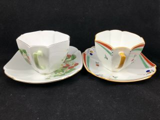 2 Shelley Queen Anne Strawberries Flashes Cup & Saucer 2