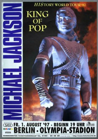 Michael Jackson - Rare Vintage Berlin 1997 History Concert Poster