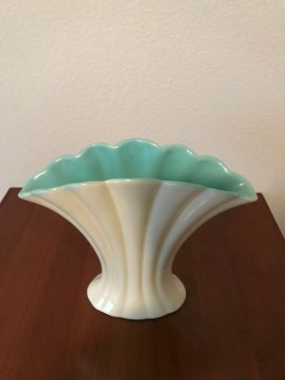 Vintage Catalina Pottery White Fan Vase C - 310