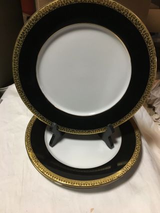 Royal Gallery Gold Buffet Black Dinner Plates Set Of 4