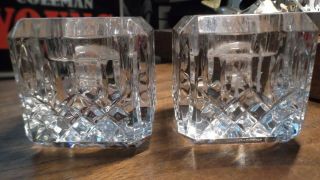 PAIR Square Votive Candle Holder Waterford Crystal Lismore Pattern 2 5/8 