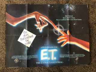 E.  T.  The Extra Terrestrial Uk Quad Poster Signed By Steven Spielberg Autograph