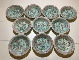 Adams Calyx Ware Singapore Bird Fruit/berry Bowls 5 7/8 " Set Of 10 Red Stamps