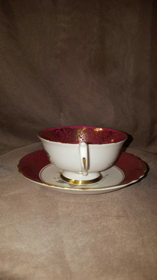 Stunning Paragon PINK CABBAGE ROSE Red Heavy Gold Gilt Teacup & Suacer England 7