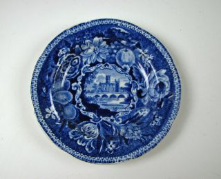 Dark Blue Staffordshire R Halls Select Views Antique Cup Plate Circa 1825