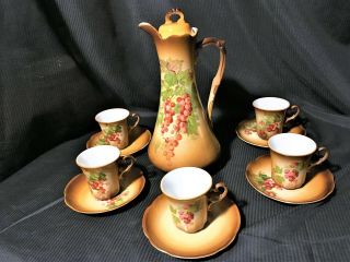 Great Homer Laughlin Currents Art China Chocolate Pot Set With Cups Saucers Exc