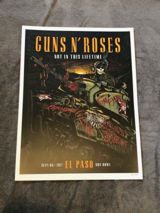 Guns N Roses Lithograph Not In This Lifetime El Paso,  Tx 184/300 9/6/17