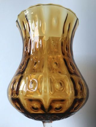 Large Vintage Empoli Footed Vase - Amber - Mid Century - Cubist 4