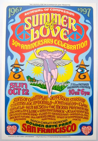 Summer Of Love 30 Yr Anniversary 1997 Concert Poster Jefferson Starship Champlin