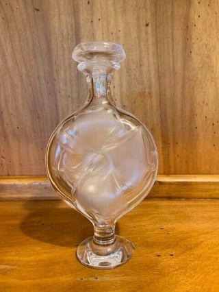 LALIQUE CRYSTAL FRANCE “MOULIN ROUGE” TALL PERFUME BOTTLE W/STOPPER RARE 11304 5