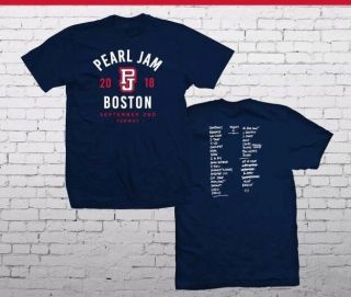 Pearl Jam Setlist T Shirt Large Fenway Park Night 1 Boston Red Sox 9/2/2018