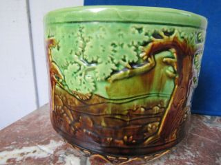 Antique/vintage Arts Ans Crafts Majolica Art Pottery Jardiniere Brush - Mccoy