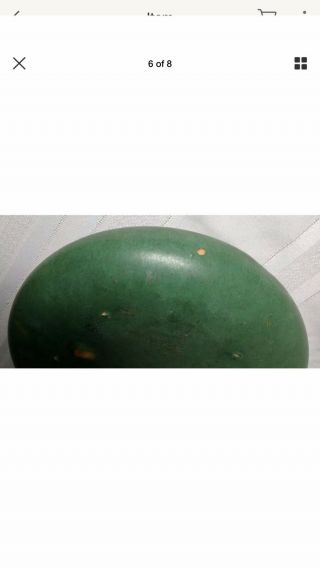 Zanesville Stoneware Pottery Arts And Craft Low Bowl Matt Green 9 3/4” D X 2” H 3