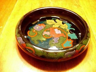 Vintage Gouda Holland " Regina " High Glaze Art Pottery Footed Bowl C 1910 - 20