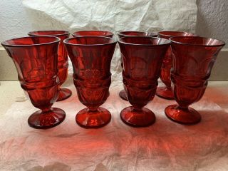 Fostoria - Argus - Ruby Red Iced Tea Glasses - Henry Ford Museum - Set Of 8