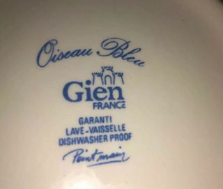 Gien France - OISEAU BLEU - Garanti Water Picture In - 7” Tall 6