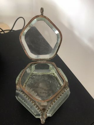 Antique French Ormolu & Bevelled Glass Jewellery Casket Box 1900