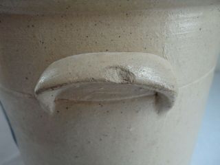 Small Antique Stoneware Handled Crock With Cobalt Decoration 5
