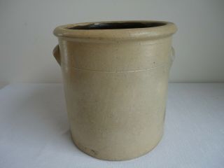 Small Antique Stoneware Handled Crock With Cobalt Decoration 6