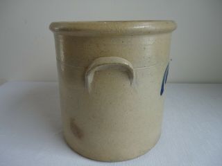 Small Antique Stoneware Handled Crock With Cobalt Decoration 7