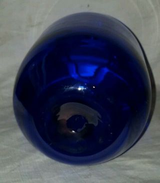 Vintage Hand Blown Blenko Glass Pill Vase Sapphire Blue 4
