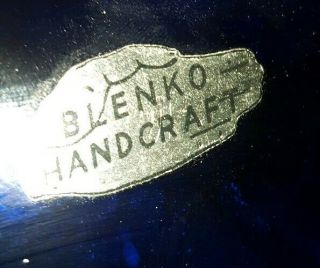 Vintage Hand Blown Blenko Glass Pill Vase Sapphire Blue 5