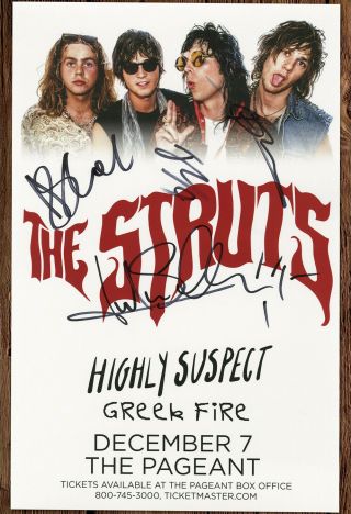 The Struts Autographed Gig Poster Luke Spiller,  Adam Slack,  Jed Elliott,