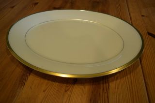 Large Lenox Eternal Fine Bone China Oval Serving Platter 17 1/2 Inch - Gold Trim