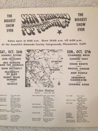 Oct 1968 San Francisco International Pop Festival Concert Postcard 3