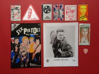 Sex Pistols,  Pil,  B/w Promo Photo,  7 Backstage Passes,  Guitar Pick,  Rare Originals