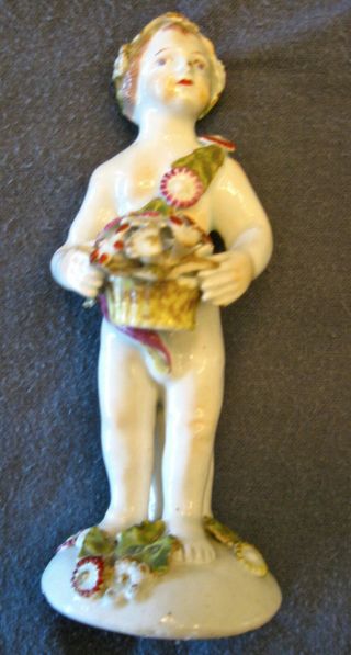 18thc Paste English Porcelain Bow Factory Figure,  Figurine - Spring Child Seasons