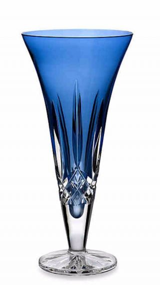 Waterford Lismore Crystal Sapphire Blue Footed Vase 9 " Originally $175.