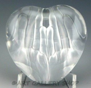 Daum France Crystal Paperweight " Le Couer Hands " Heart & Hands Signed T.  Morgan