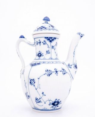 Coffee Pot With Lid 519 - Blue Fluted - Half Lace - Royal Copenhagen