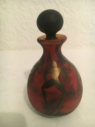 Okra Studio Art Glass Bottle - Moondance Out Of The Darkness - Red & Black