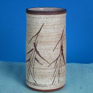 Denis Vibert Kiln Maine Art Studio Pottery - Pine Tre Pattern - Cylindrical Vase