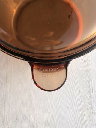 Vintage Corning Visions Visionware Amber Glass 4.  5 Litre Dutch Oven Stock Pot 3