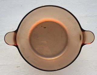 Vintage Corning Visions Visionware Amber Glass 4.  5 Litre Dutch Oven Stock Pot 5