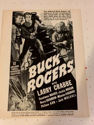 Buck Rogers Movie Serial Press Kit Buster Crabbe