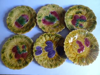 6 ANTIQUES FRENCH PLATES FAIENCE MAJOLICA SARREGUEMINES FRANCE 1920s ' 4