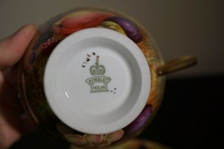 Aynsley Bone China Gold Orchard Fruit Cup & Saucer Signed Brunt/Jones England 7 5