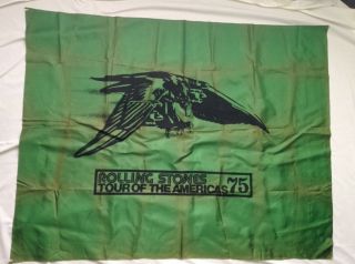 Vintage Rolling Stones Concert Banner Flag Green 1975 Tour Of The Americas 75