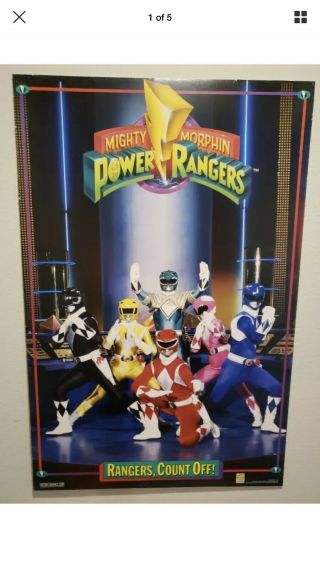 1993 Vintage Power Rangers Poster Advertisement Saban Rangers Count Off