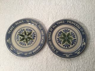 Set of 2 FREESTONE POTTERY Handcrafted Stoneware with Scripture Plates 2