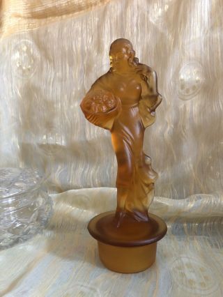 Lucretia Walther Amber Glass Lady Flower Frog Figurine For Float Bowl