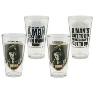 John Wayne " Duke " Green Berets Photo And Phrases 16 Oz Glass Set Of 4