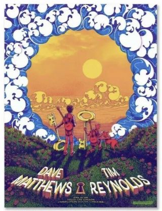 Dave Matthews Tim Reynolds Band Charleston Sc 4/20/2019 Official Concert Poster