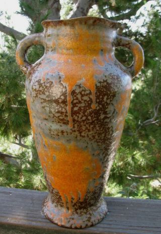 Vtg Royal Haeger Orange Peel Mottled Lava Glaze 15 1/4 " Vase " Alrun Guest " Mcm