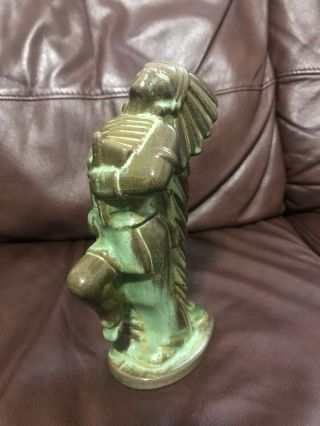 Frankoma Indian Chief Figure Prairie Green Pottery 7.  5 " Tall